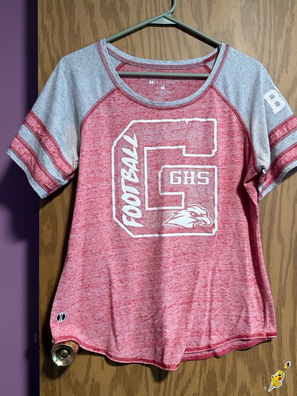 Holloway Red Heather & Gray Raglan Football Tee